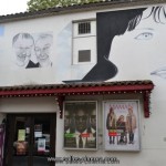 Cinéma Vog à Bazas: détail de la façade et des ses fresques et murs peints - www.salles-cinema.com